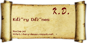 Kéry Dénes névjegykártya