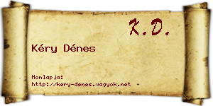 Kéry Dénes névjegykártya